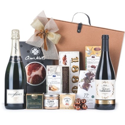 ✅ Surtido de Productos Navideños con vino, cava y jamón ibérico