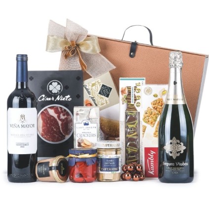 Caja de Navidad con Cava y Vino para regalar