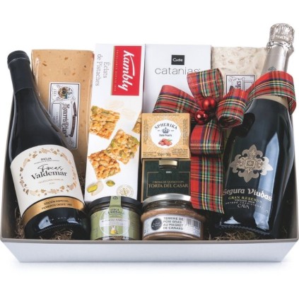 ▷ Estuche de Regalo Navideño con Vino y Dulces