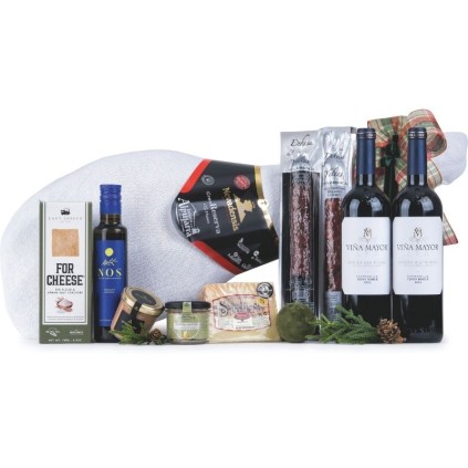 ▷ Cesta de Navidad con Embutidos Ibéricos y Queso