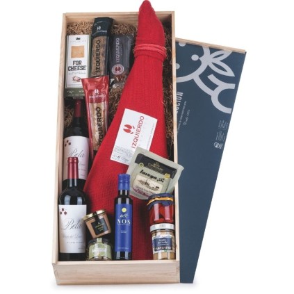 Cesta de Navidad con Jamón Ibérico y Vino Reserva