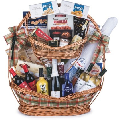 ⇨ Cesta de Navidad con Jamón y Vino
