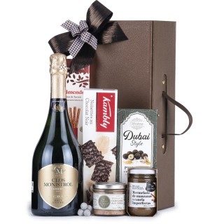 Lote navideño Cava Clos Monistrol & Bombones Dubai | Lotes de España 🍬