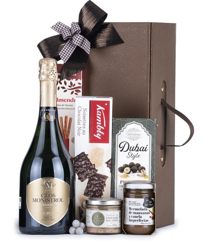 Lote navideño Cava Clos Monistrol & Bombones Dubai | Lotes de España 🍬