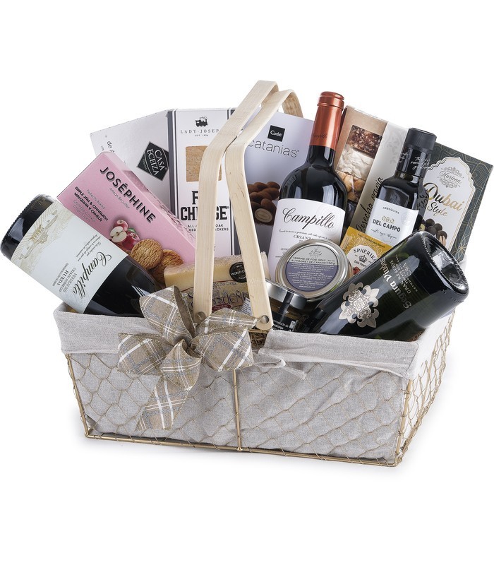 Regalo de navidad exquisito con cesta metálica I Lotes de España