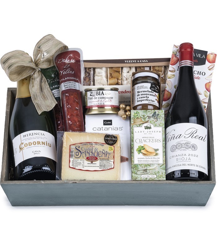Lote con bandeja de madera y Selección Familiar | Lotes de España 🥂
