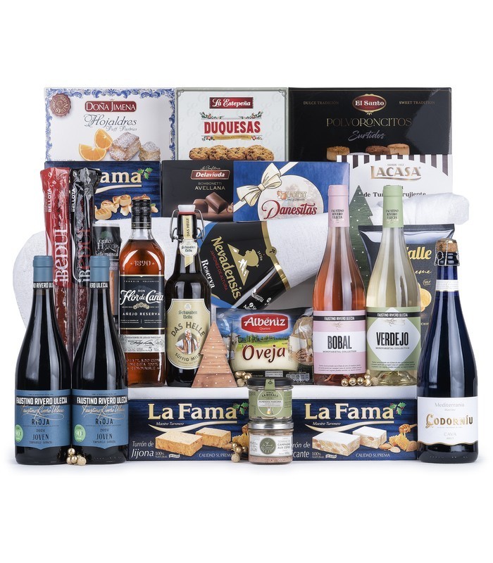 Lote de Navidad Jamón Serrano Nevadensis & Faustino Ribero | Lotes de España 🍖