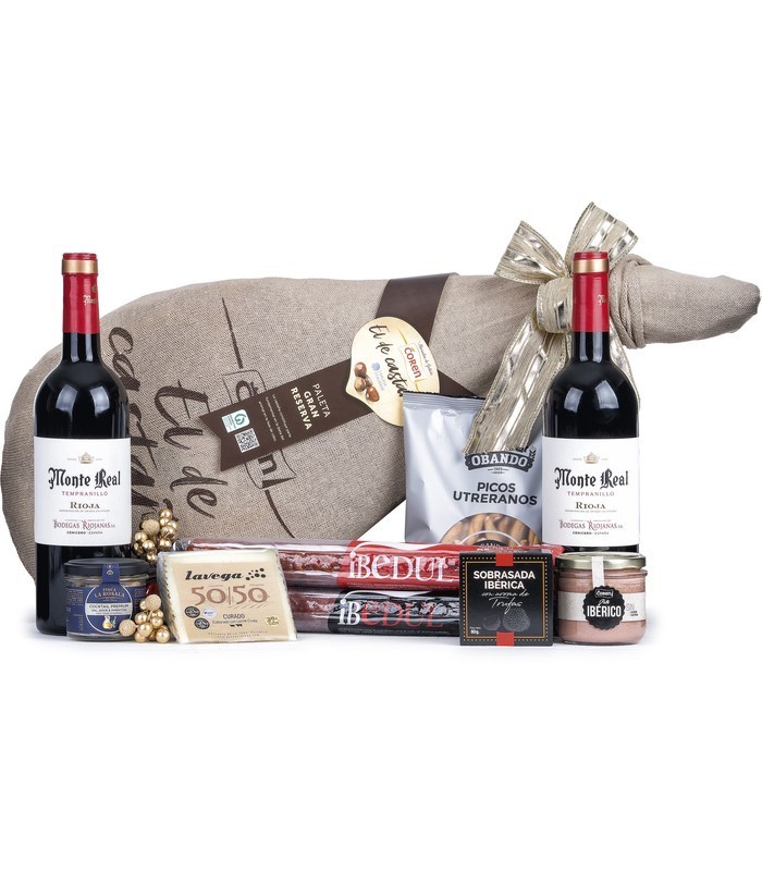 Cesta de Navidad con Rioja e ibéricos | Lotes de España 🍷