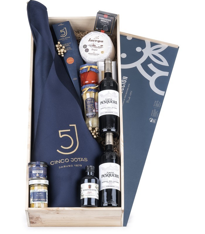 Lote navideño Jamón Cinco Jotas & Pesquera | Lotes de España 🍖